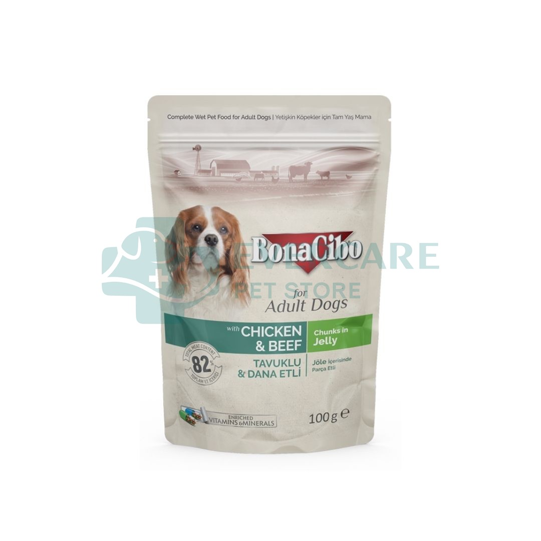 Bonacibo Adult Dog Pouch - Chicken And Beef 100G