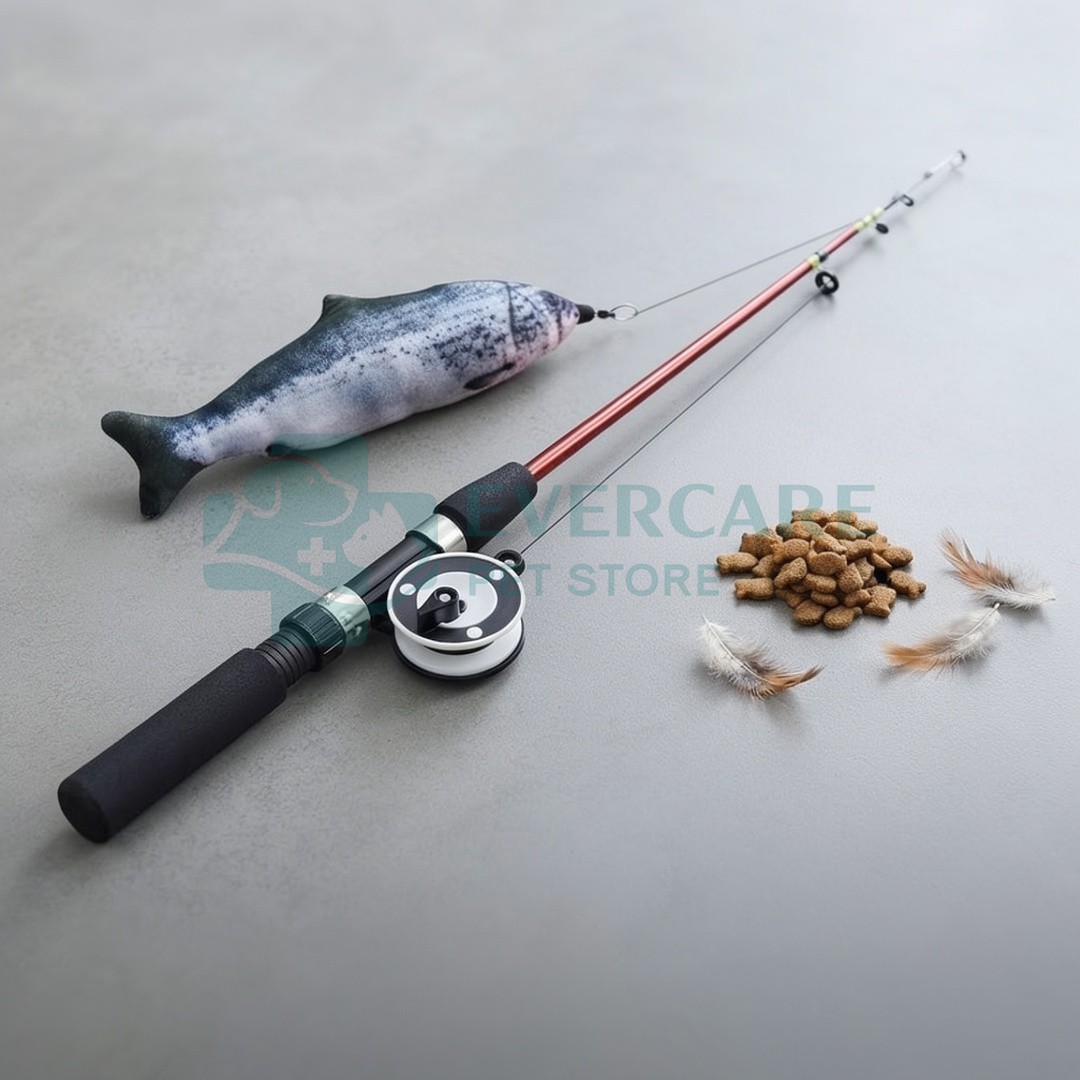 Interactive Cat Retractable Fishing Rod Toy With Fish