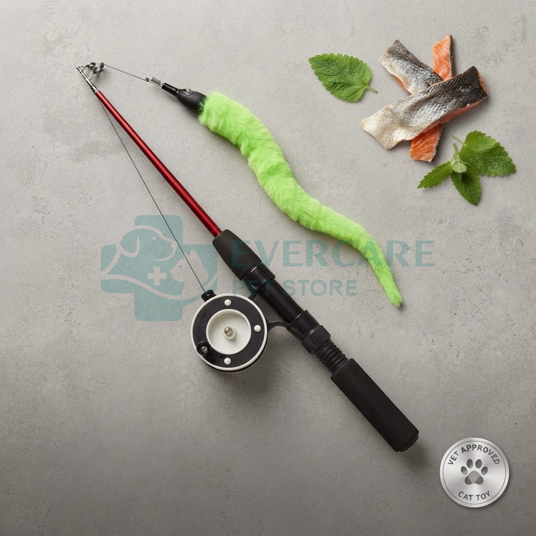 Interactive Cat Retractable Fishing Rod Toy With Worm