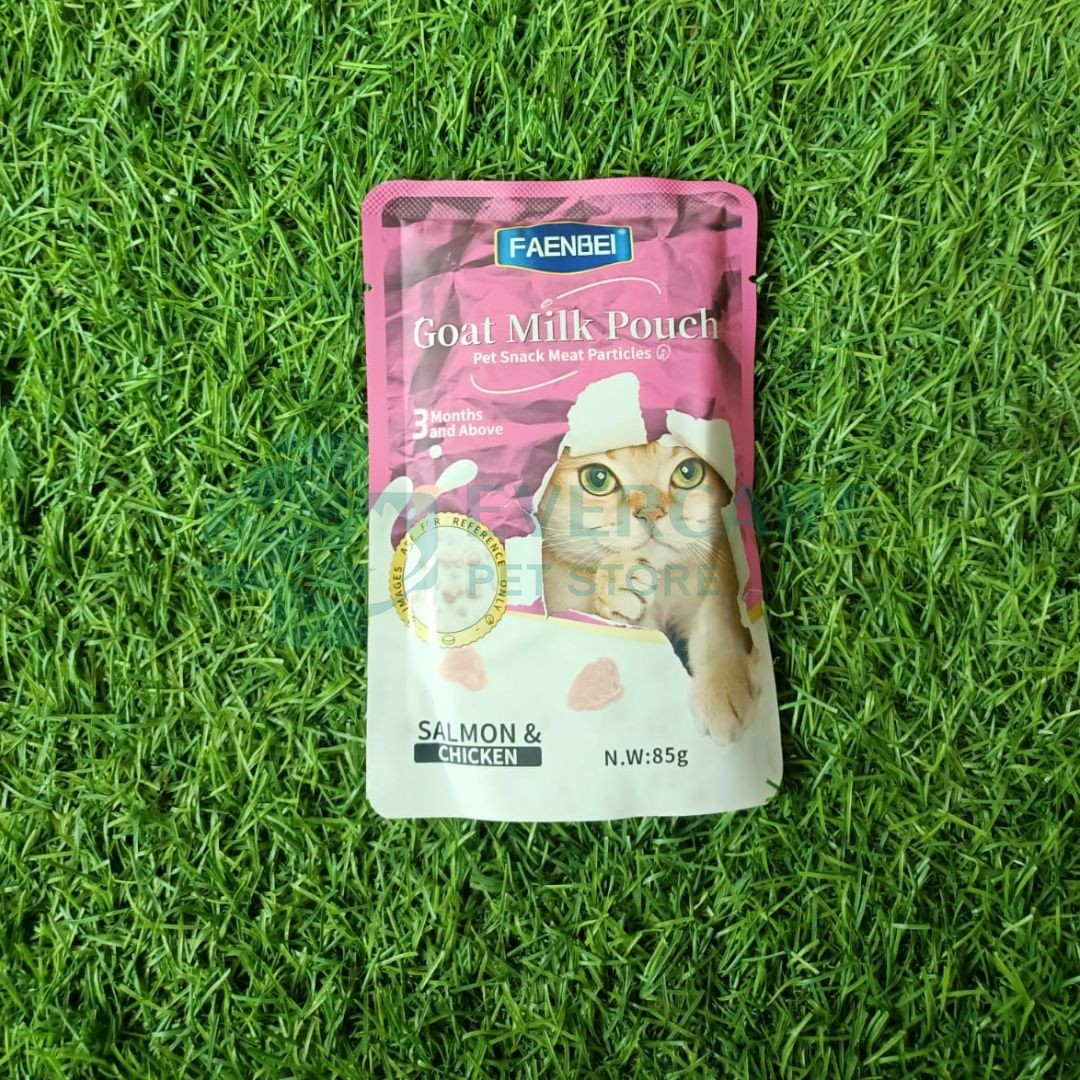 Faenbei Goat Milk Pouch Cat Wet Food Pouch - 85 Gram - Salmon And Chicken thumbnail 2