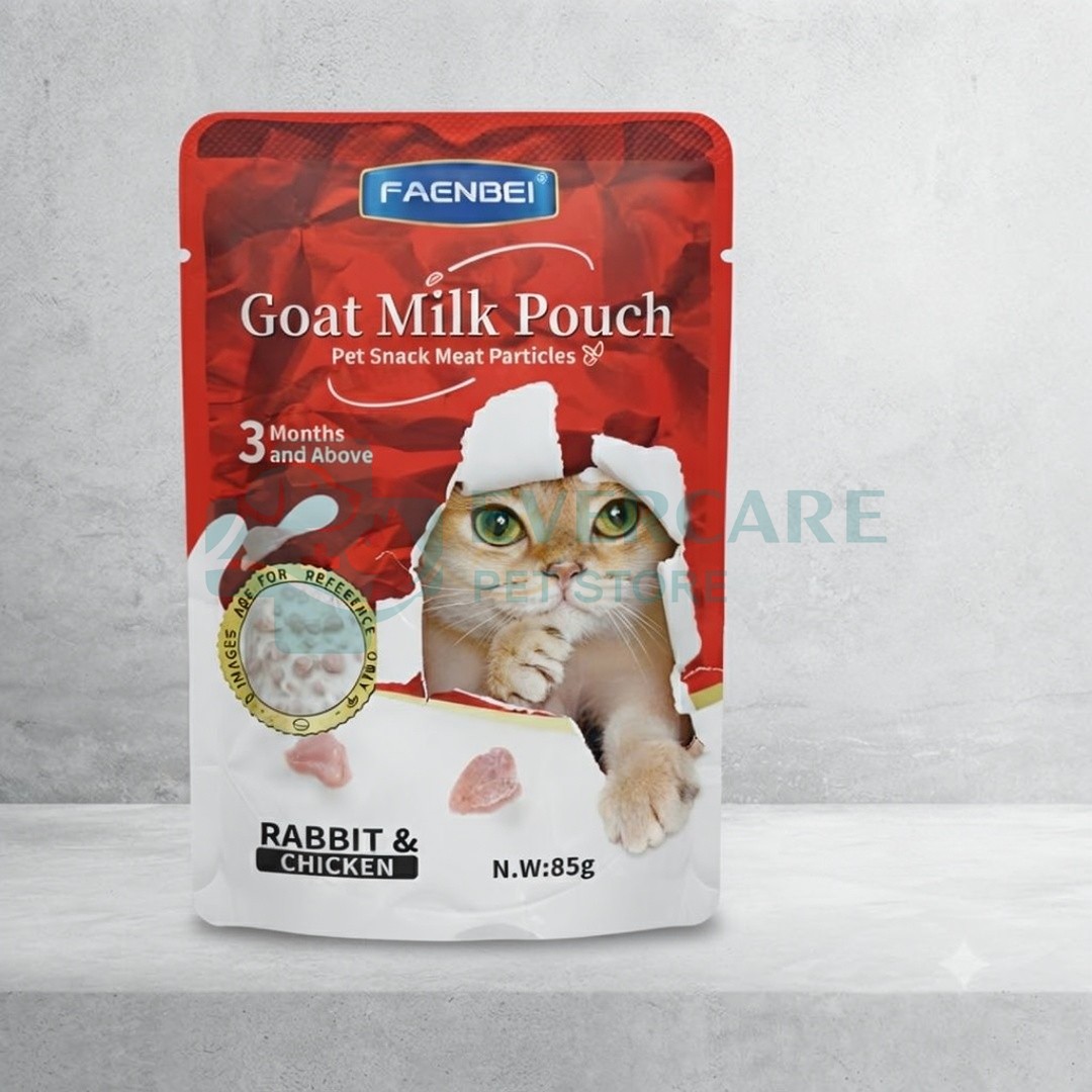 Faenbei Goat Milk Pouch Cat Wet Food Pouch - 85 Gram - Rabbit And Chicken