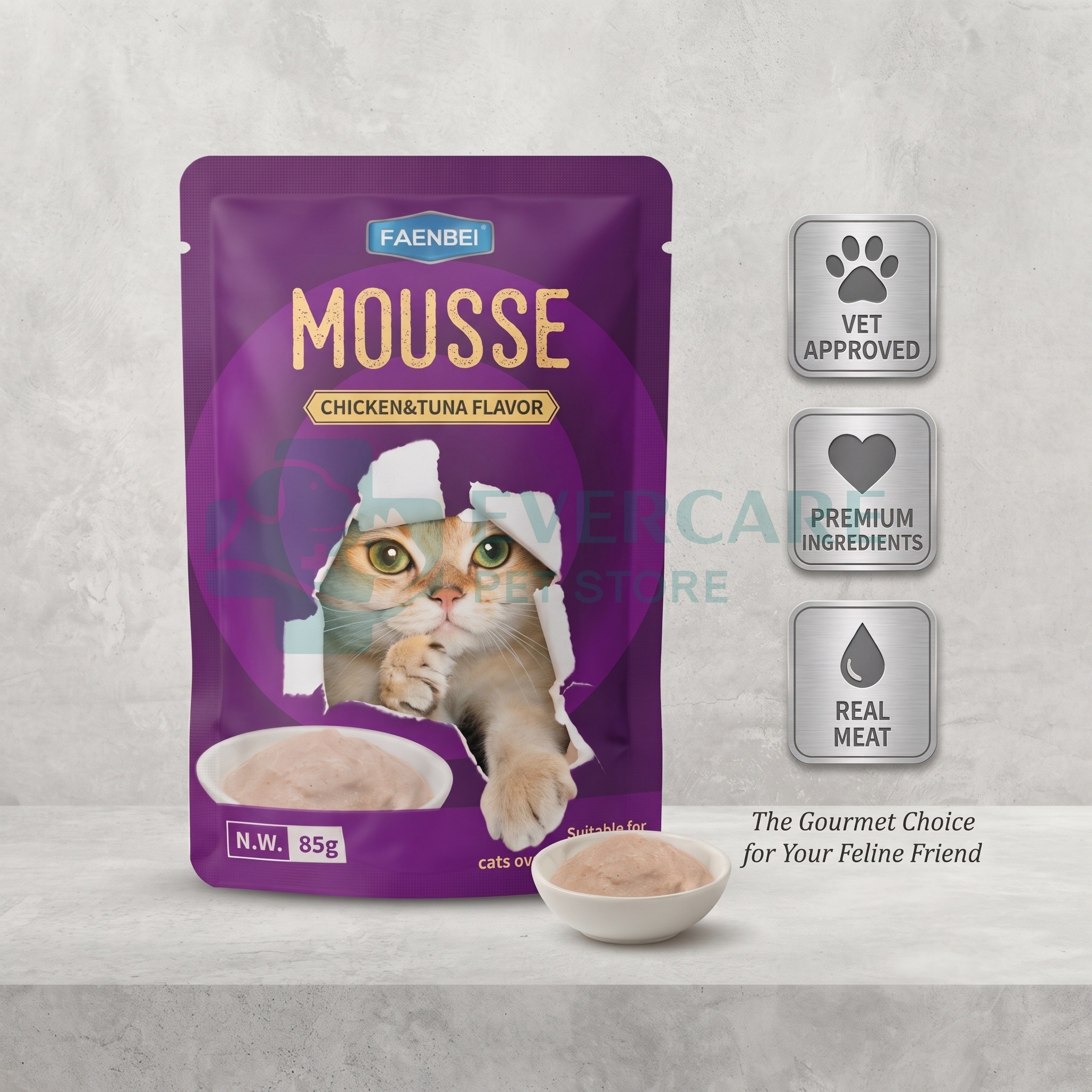 Faenbei Mousse / Wet Cat Food Pouch - 85 Gram