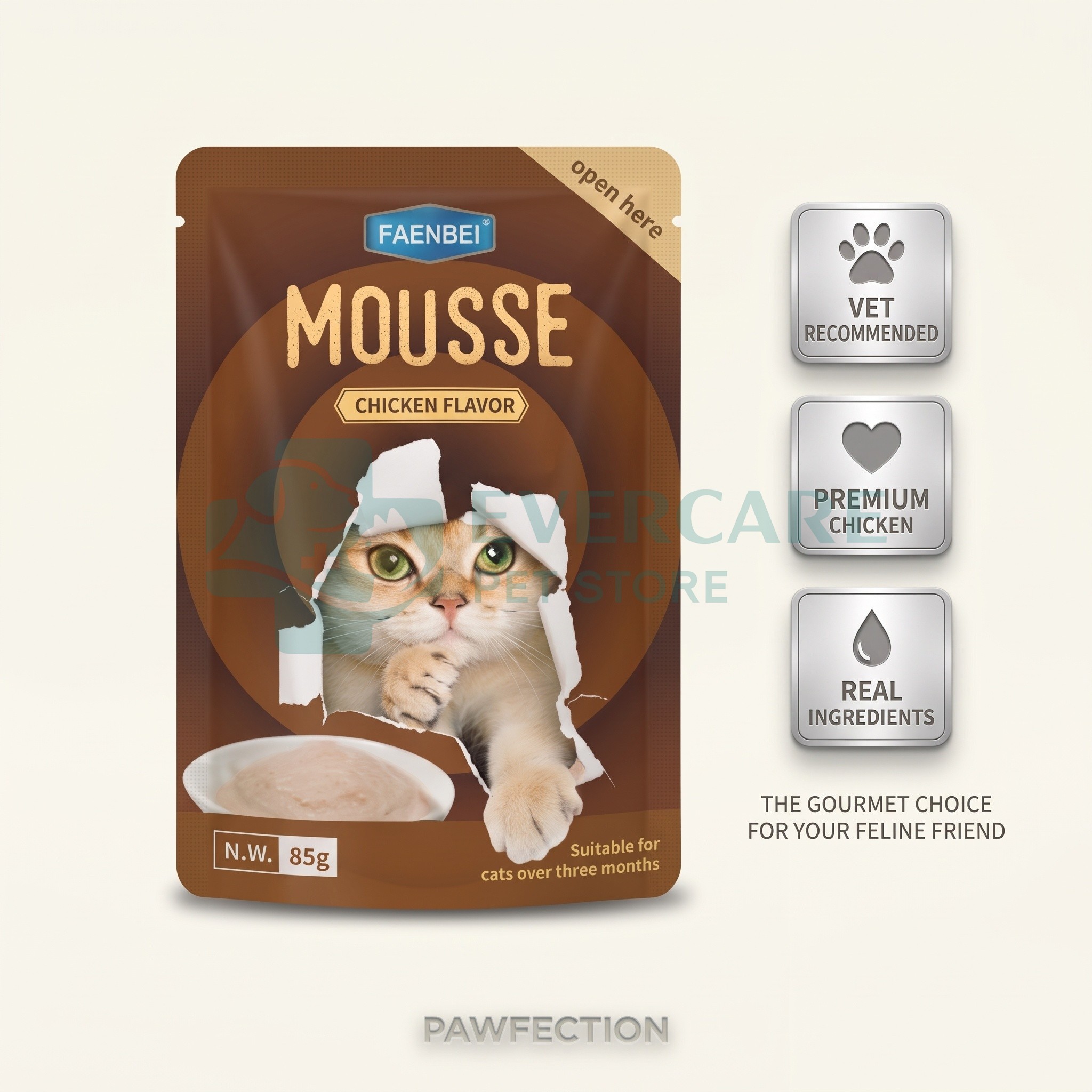 Faenbei Mousse / Wet Cat Food Pouch - 85 Gram