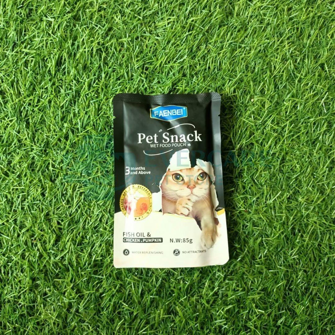 Faenbei Pet Snack Cat Wet Food Pouch - 85 Gram -  Fish Oil And Chicken, Pumpkin thumbnail 2
