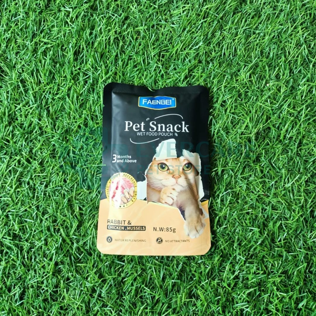 Faenbei Pet Snack Cat Wet Food Pouch - 85 Gram - Rabbit And Chicken, Mussels thumbnail 2
