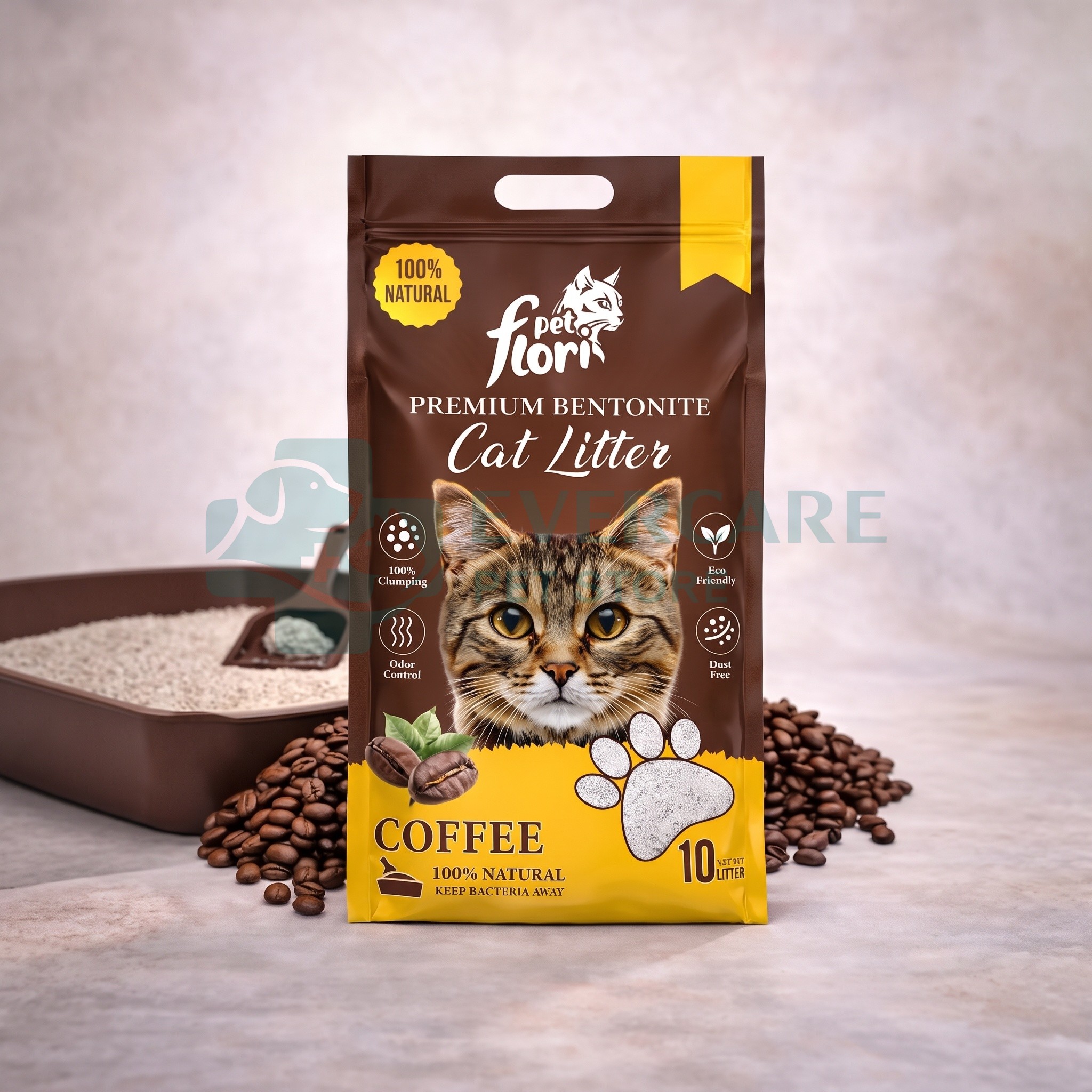 Flori Pet Premium Bentonite Cat Litter - Coffee - 10L