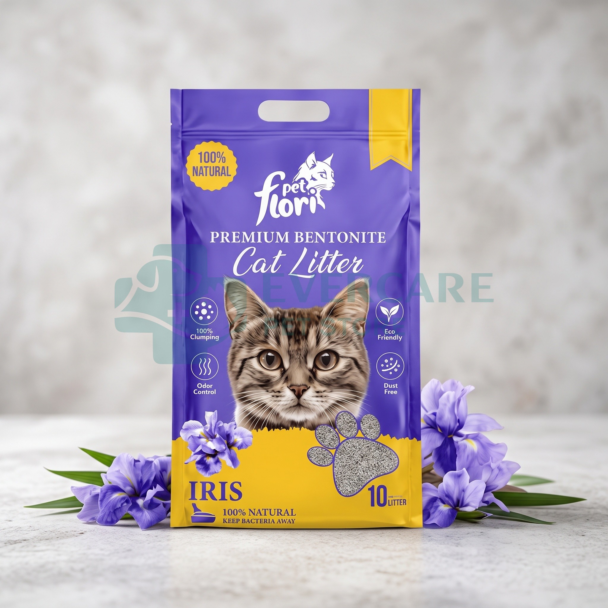 Flori Pet Premium Bentonite Cat Litter - Iris - 10L