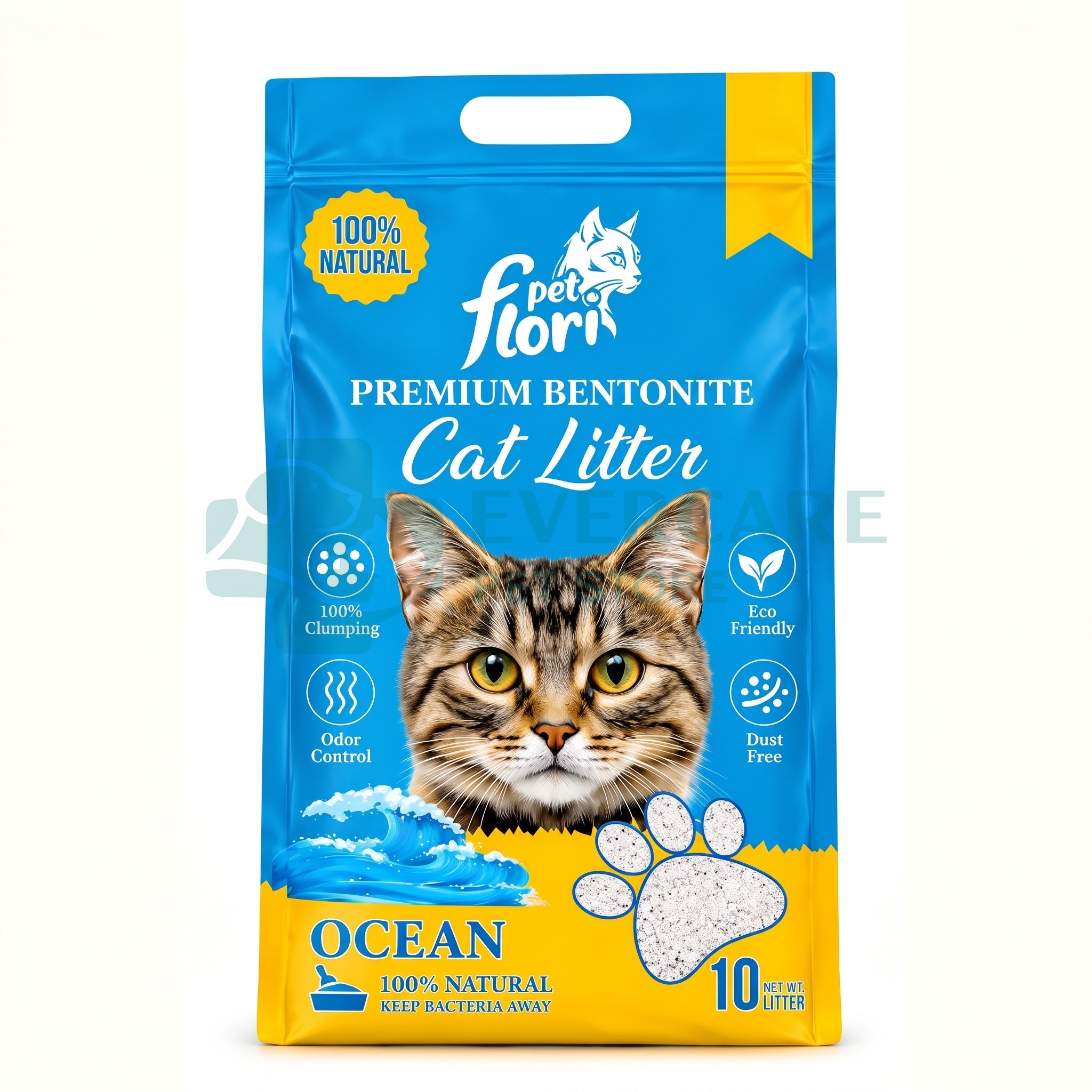 Flori Pet Premium Bentonite Cat Litter - Ocean - 10L