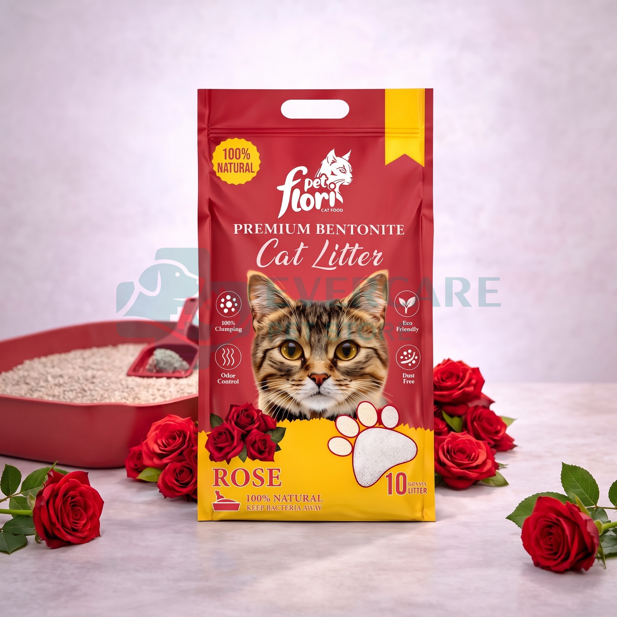 Flori Pet Premium Bentonite Cat Litter - Rose - 10L