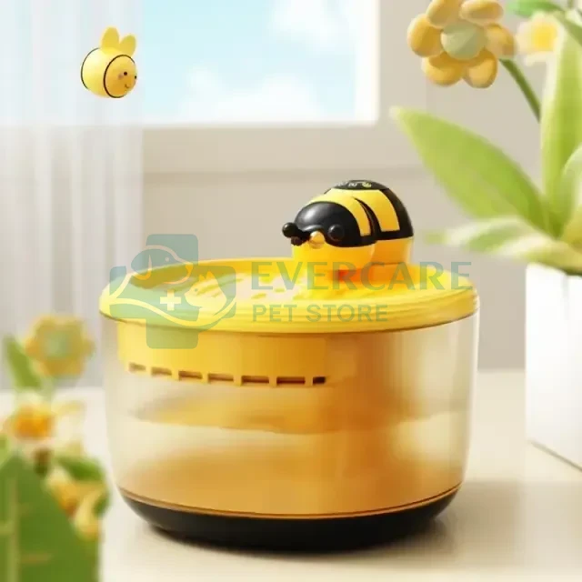 Honey Bee Shaped Rechargeable Water Fountain for Cats with Motion Sensor thumbnail 3