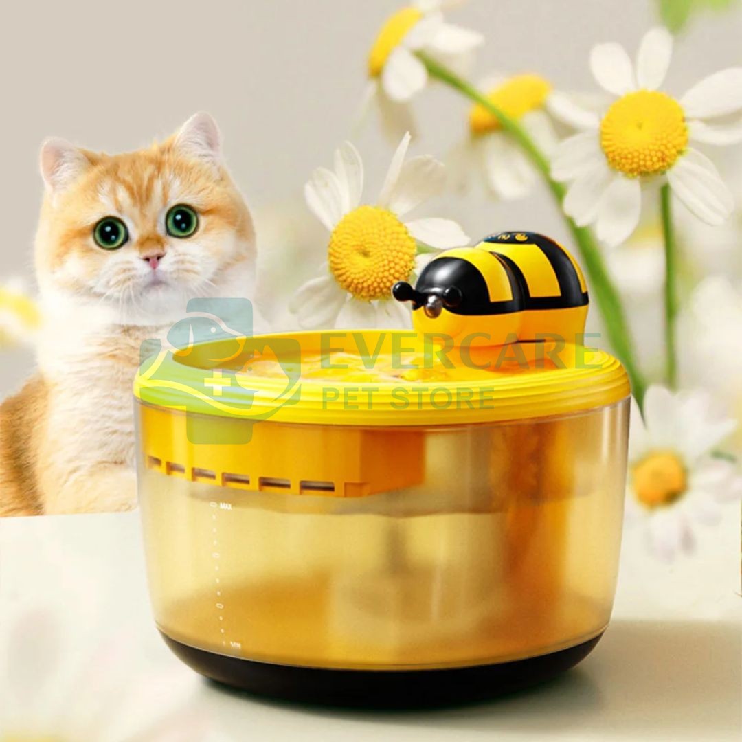 Honey Bee Shaped Rechargeable Water Fountain for Cats with Motion Sensor thumbnail 6