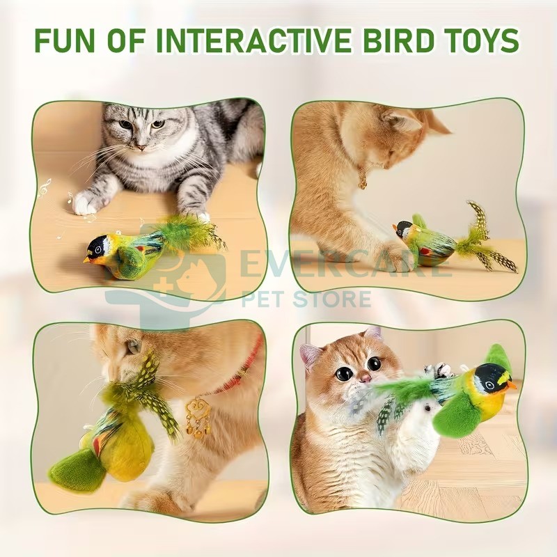 Interactive Cat Toy with Realistic Bird Chirping Sounds - No Batteries Needed
