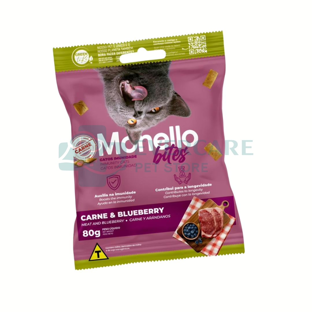 Monello Bite Immunity Meat And Blueberry Cat Treats - 80 Gram