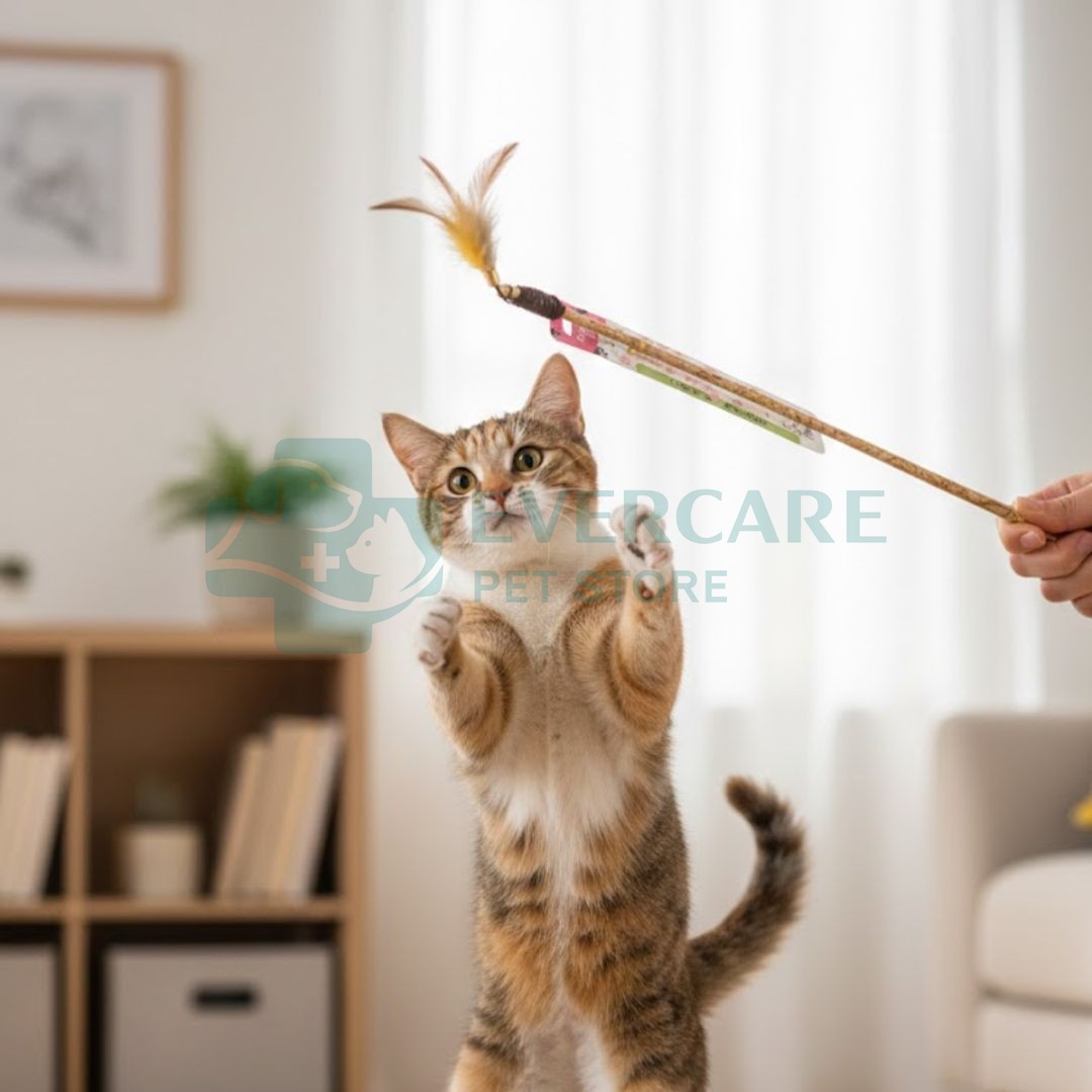 Plastic Cat Wand With Feather