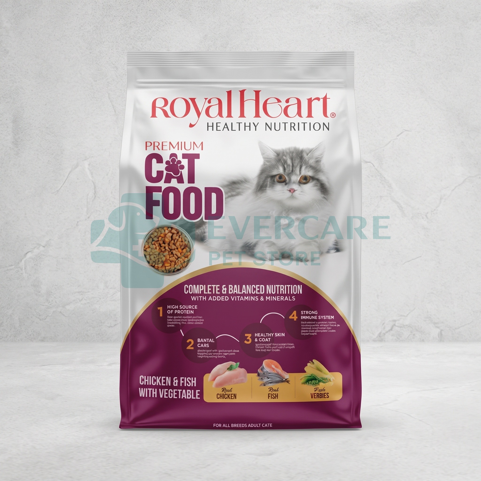 Royal Heart Dry Cat Food Chicken, Fish And Vegetable