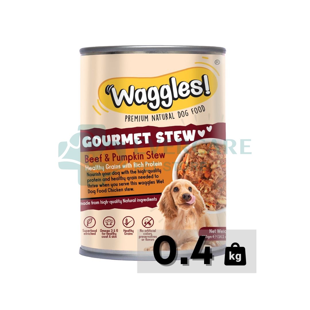 Waggles Dog Wet Food Beef And Pumpkin Gourmet Stew - 400 Gram