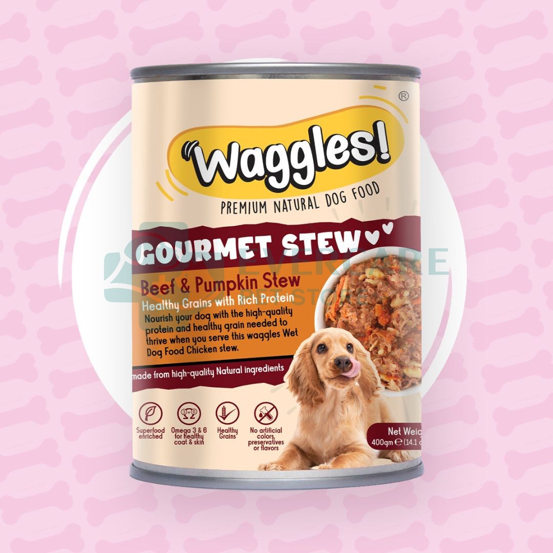 Waggles Dog Wet Food Beef And Pumpkin Gourmet Stew - 400 Gram thumbnail 2