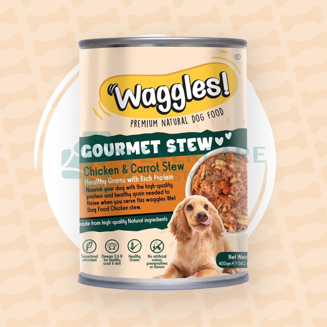Waggles Dog Wet Food Chicken And Carrot Gourmet Stew - 400 Gram thumbnail 2